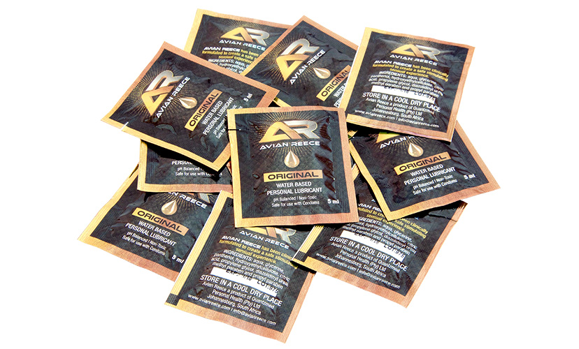Avian Reece personal lubricant sachets